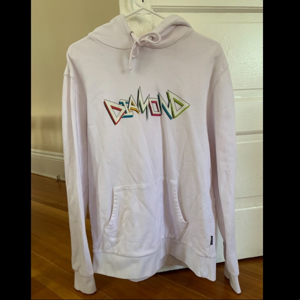 Mens white diamond hoodie